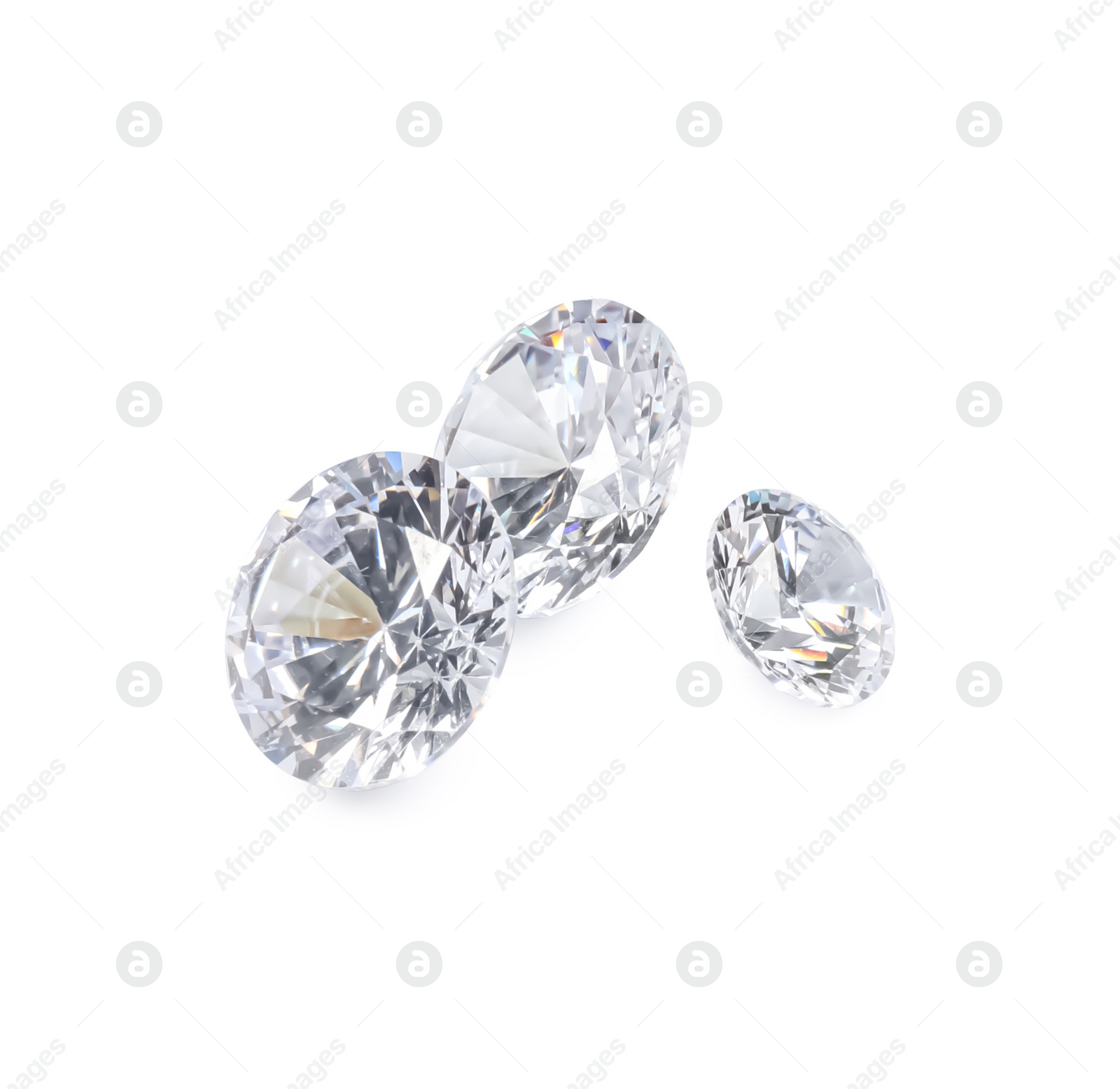 Photo of Different beautiful shiny diamonds isolated on white