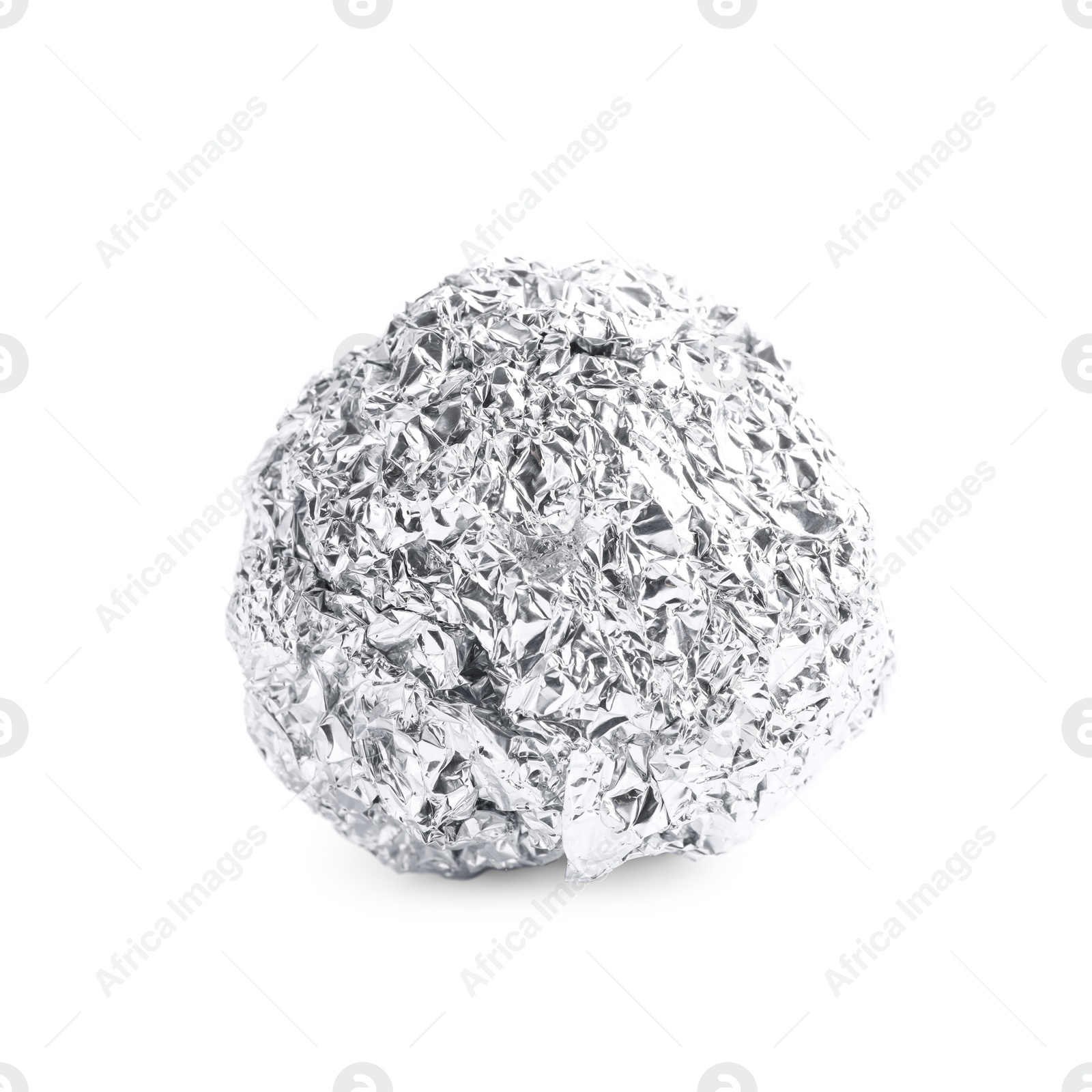 Photo of Crumpled ball of aluminum foil isolated on white