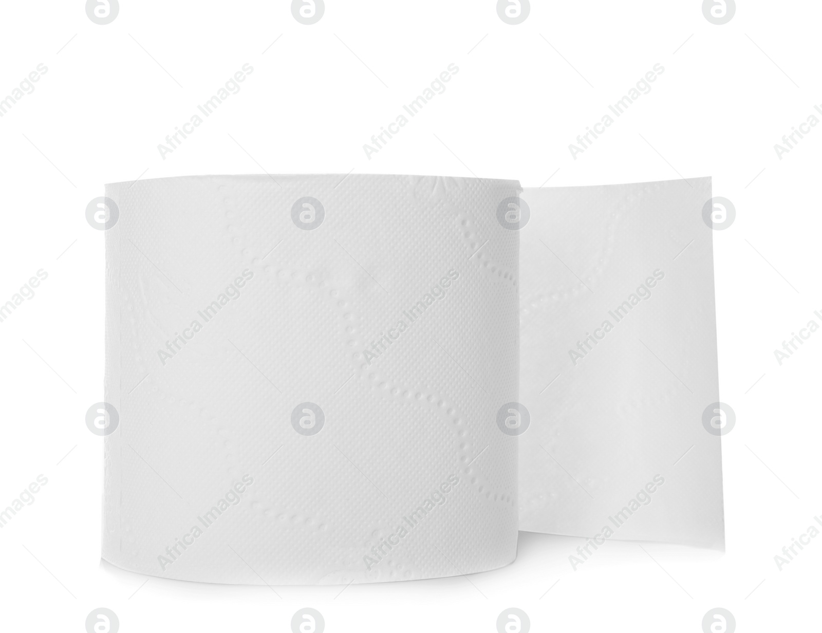 Photo of Roll of toilet paper on white background