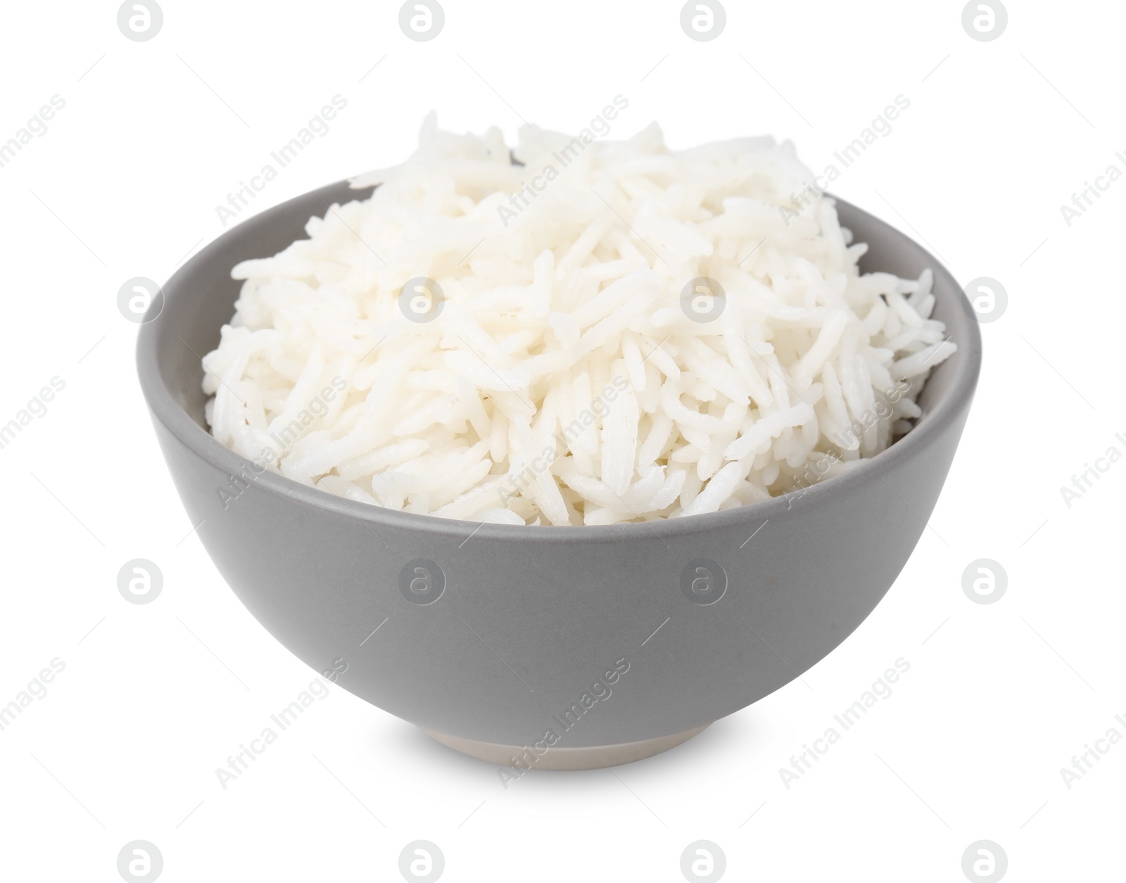 Photo of Delicious rice in bowl isolated on white