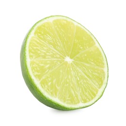 Half of fresh green ripe lime isolated on white