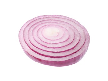 Slice of fresh red ripe onion isolated on white