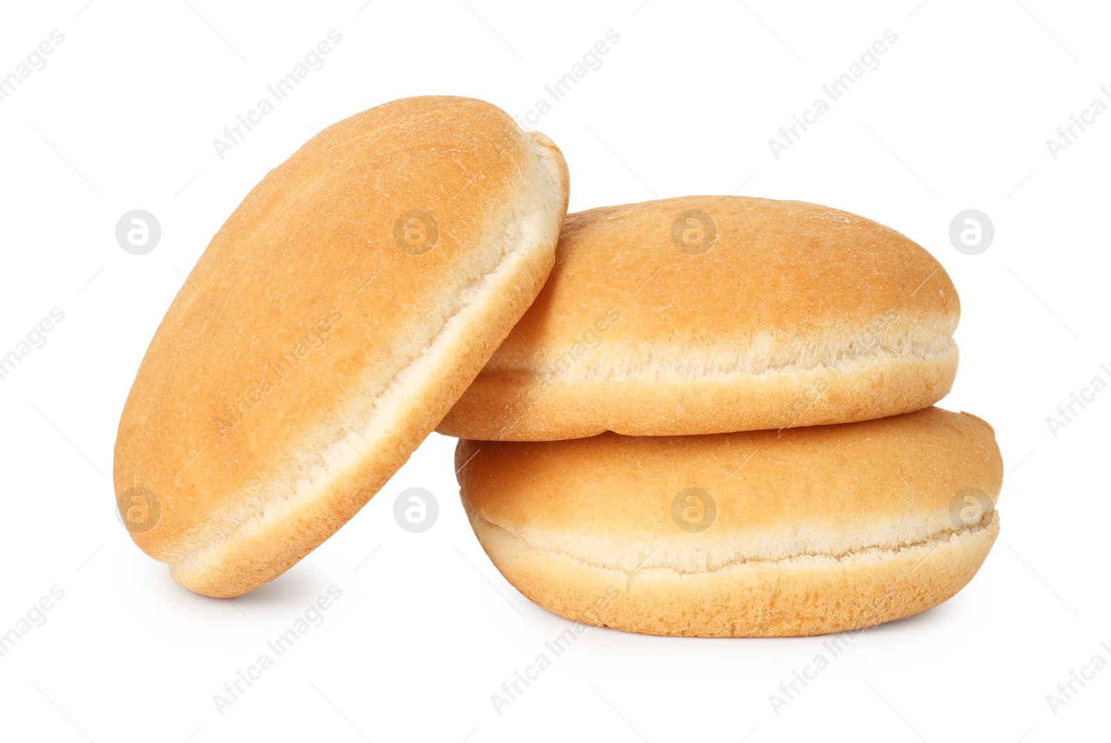 Photo of Three fresh burger buns isolated on white