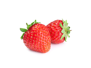 Fresh ripe red strawberries isolated on white