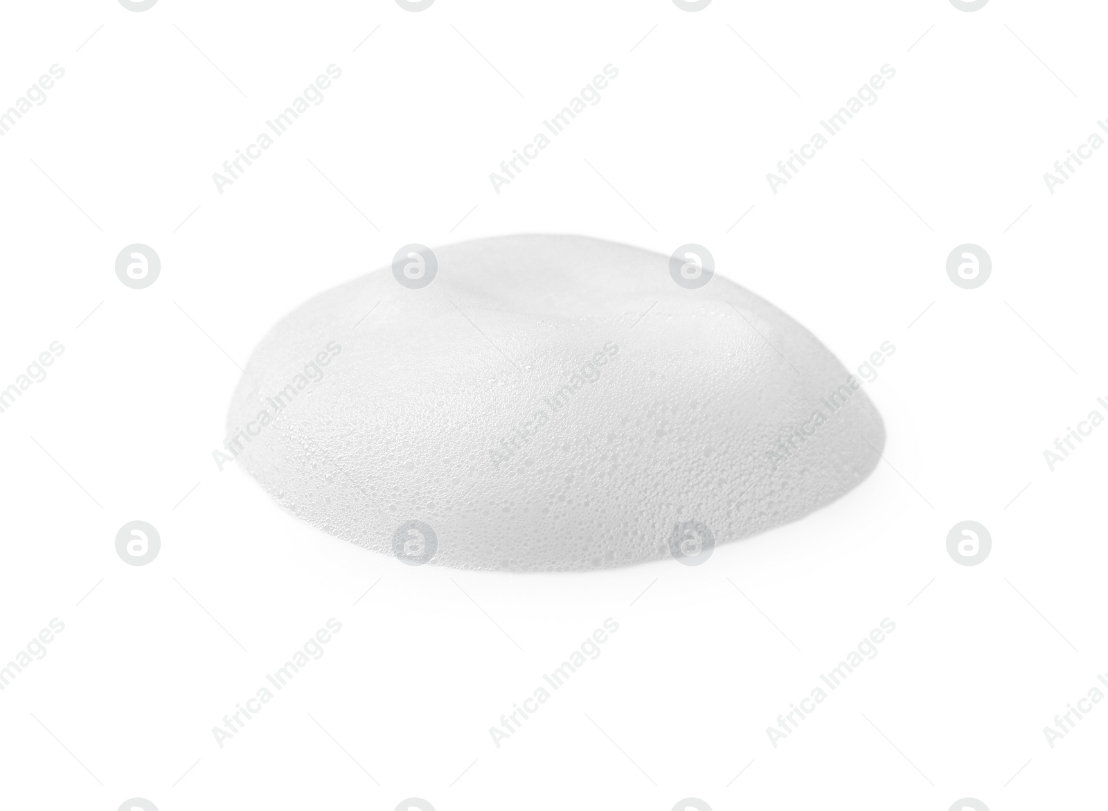 Photo of Foam on white background. Face cleanser, skin care cosmetic