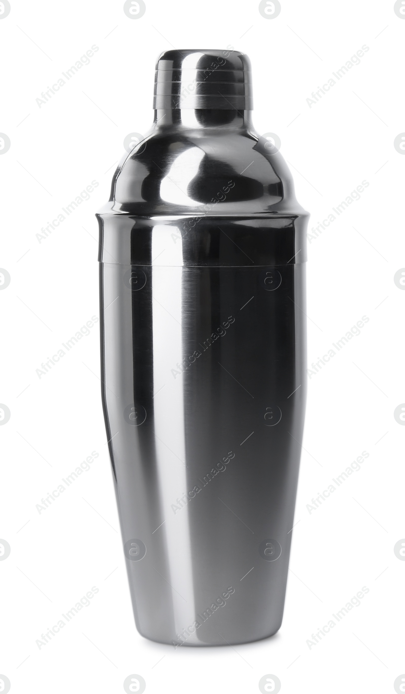 Photo of One metal cocktail shaker isolated on white