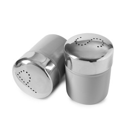 Photo of Salt and pepper shakers isolated on white