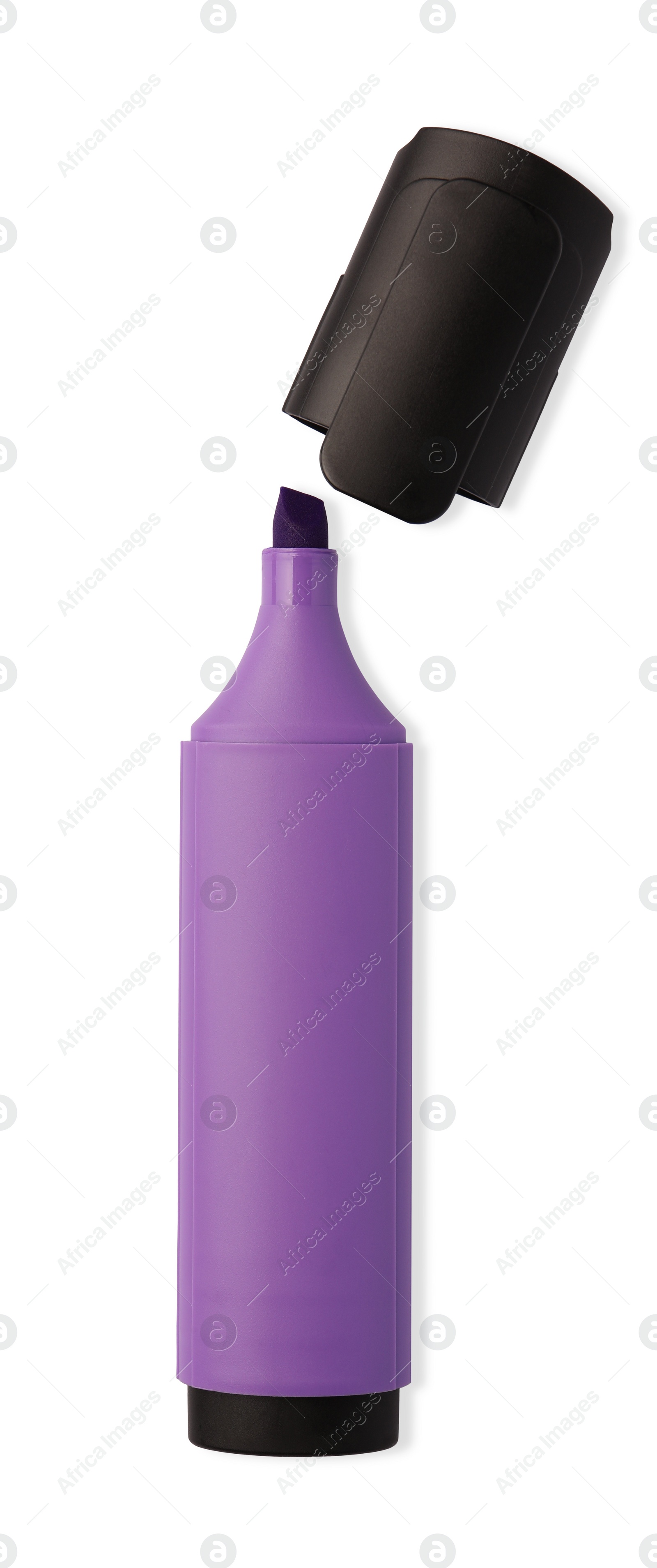 Photo of Bright violet marker isolated on white, top view