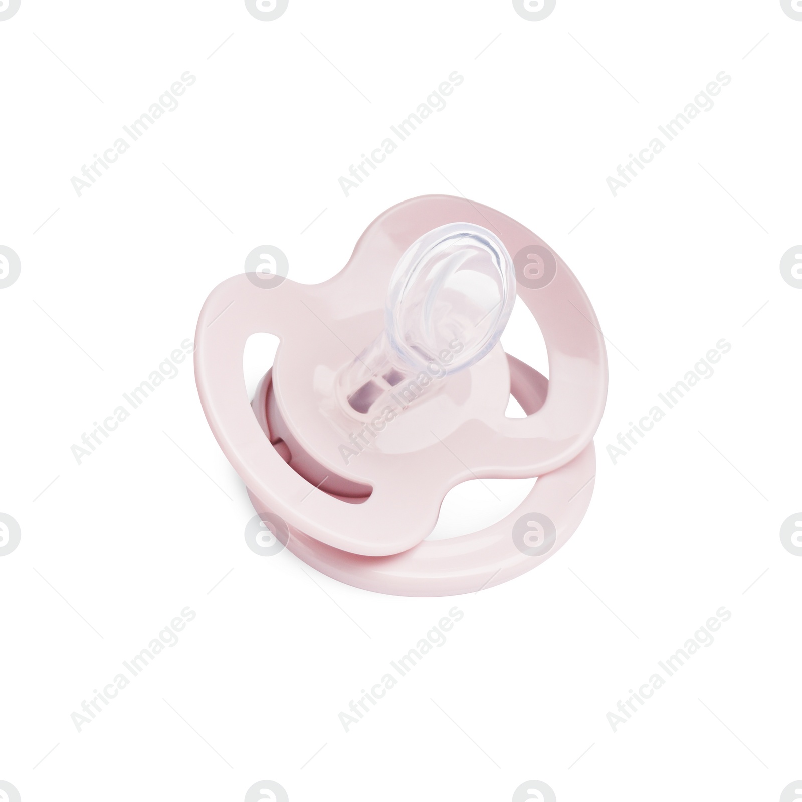 Photo of New pink baby pacifier isolated on white