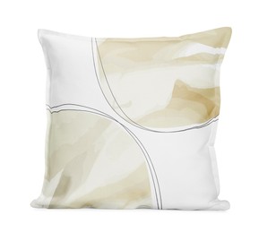 Soft pillow with stylish print isolated on white