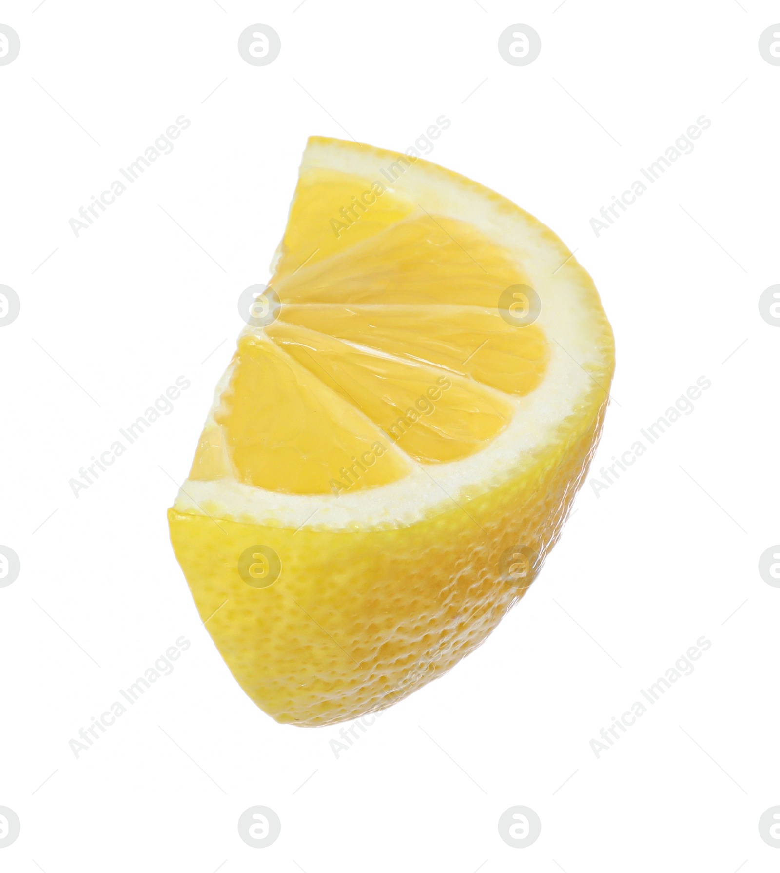 Photo of Fresh ripe lemon slice isolated on white