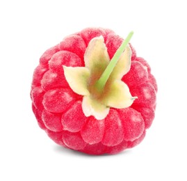 Photo of One tasty ripe raspberry isolated on white