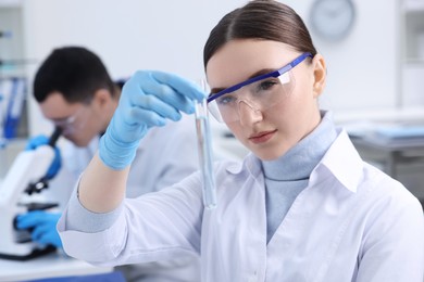 Photo of Scientists working with samples in laboratory. Medical research