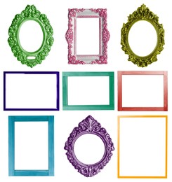 Image of Collage with bright frames on white background