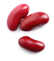 Photo of Pile of red beans on white background, top view