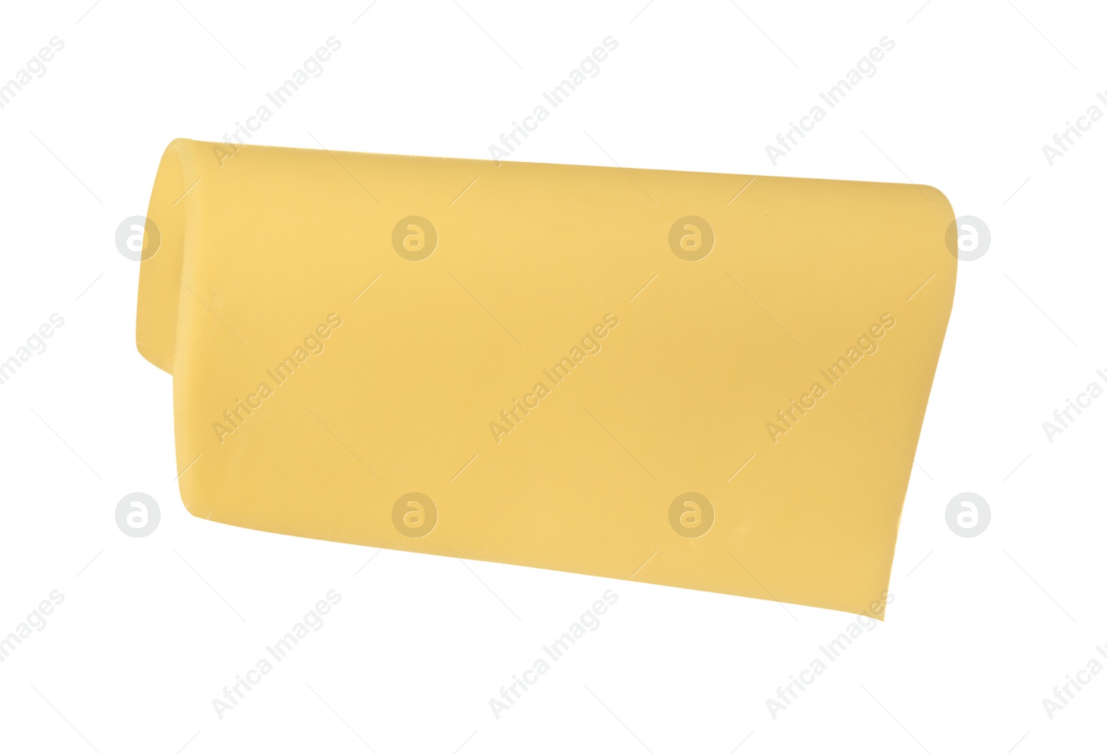 Photo of Slice of tasty cheese isolated on white