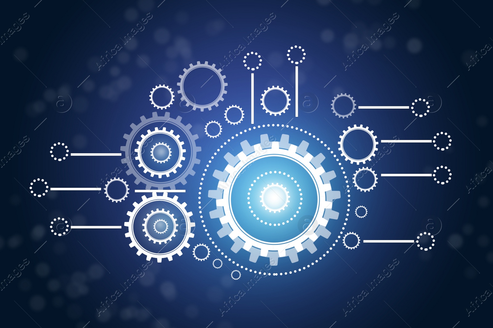 Illustration of  gear mechanism on blue background