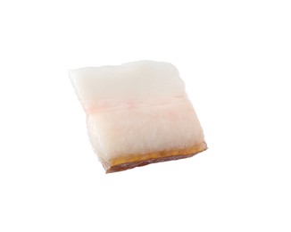 Photo of Piece of tasty salt pork isolated on white