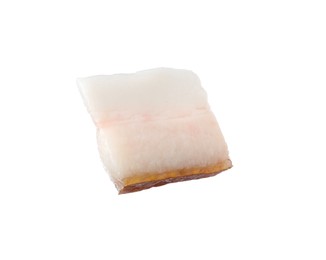 Piece of tasty salt pork isolated on white