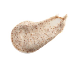 Sample of natural scrub on white background, top view