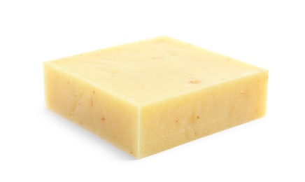 Photo of Hand made soap bar on white background