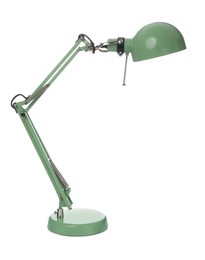 Stylish green table lamp isolated on white