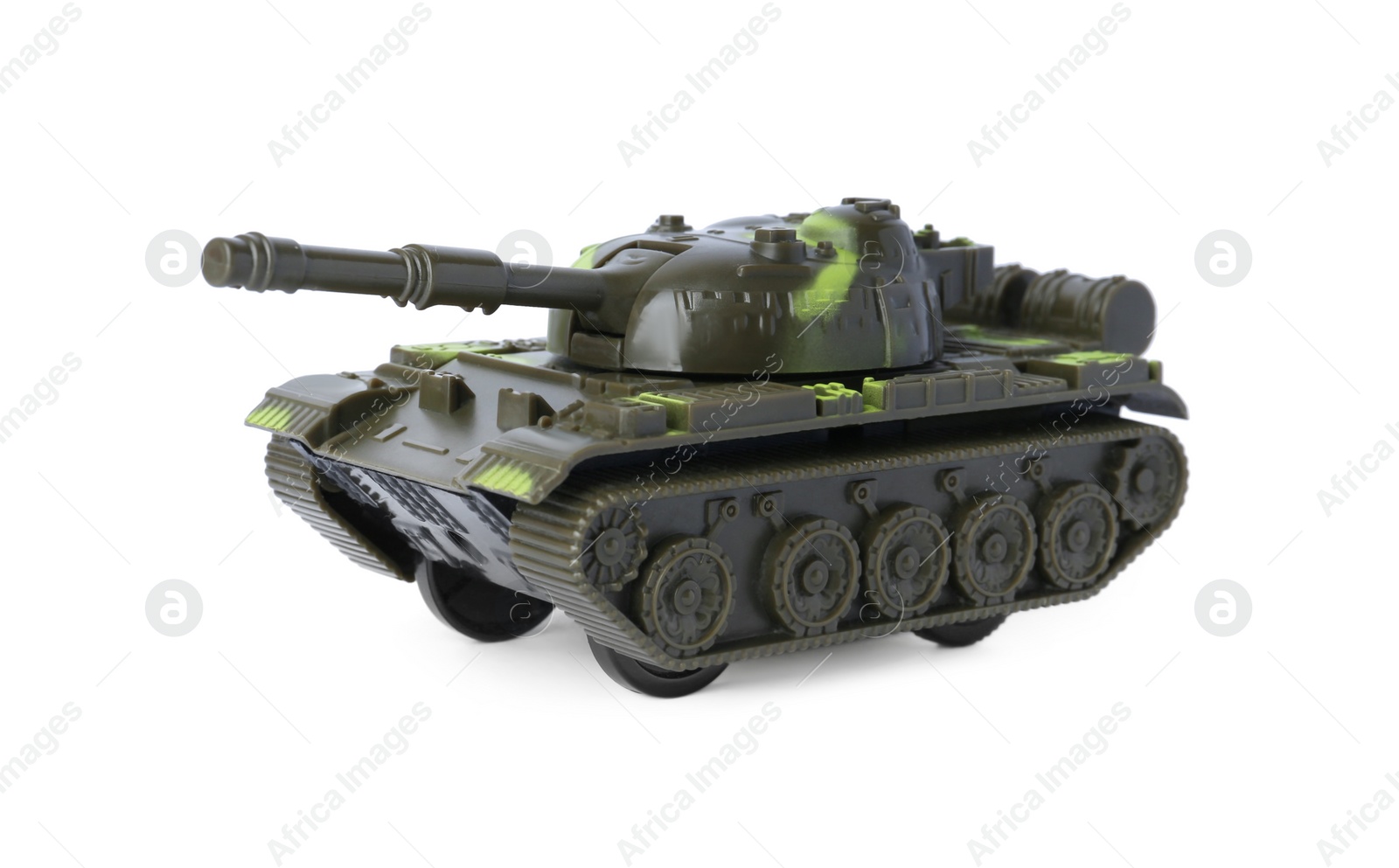 Photo of One toy military tank isolated on white