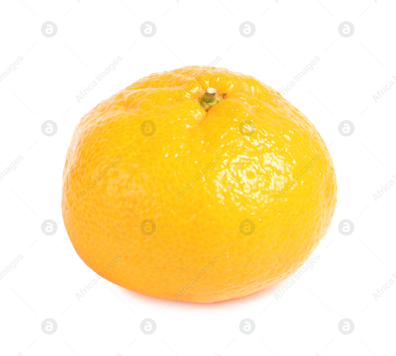 Photo of Tasty ripe tangerine on white background. Citrus fruit