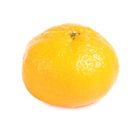 Photo of Tasty ripe tangerine on white background. Citrus fruit