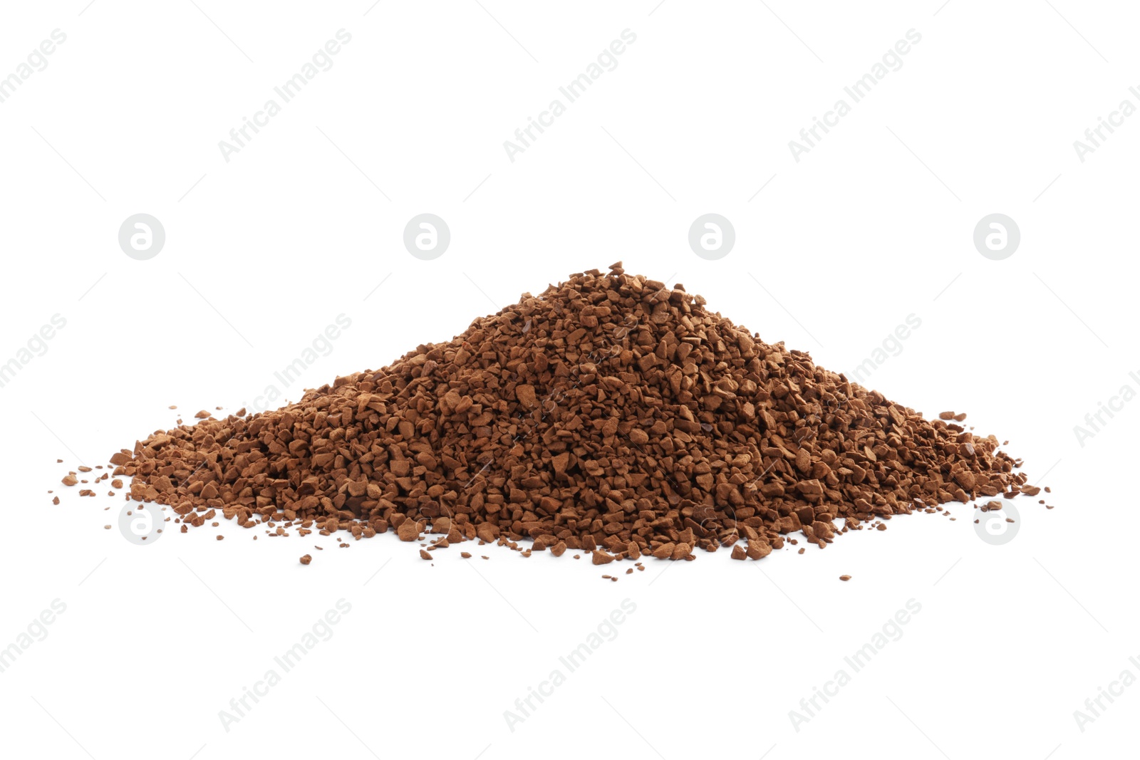 Photo of Heap of aromatic instant coffee isolated on white