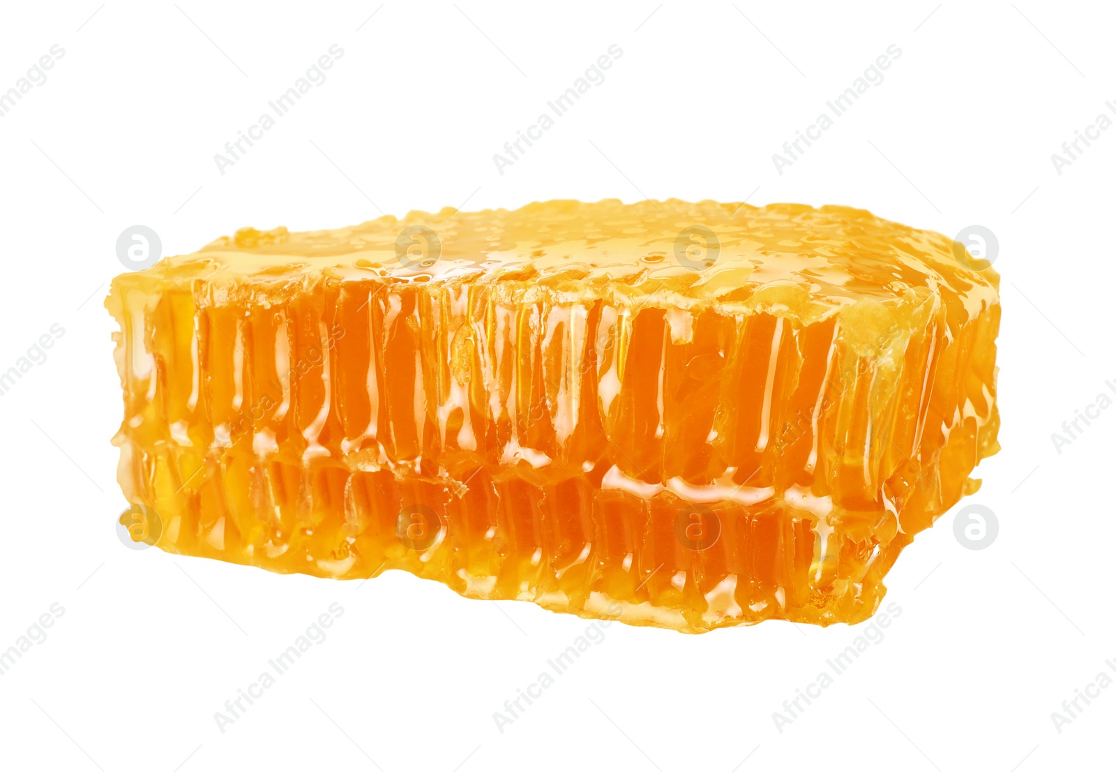 Photo of Natural honeycomb with tasty honey isolated on white