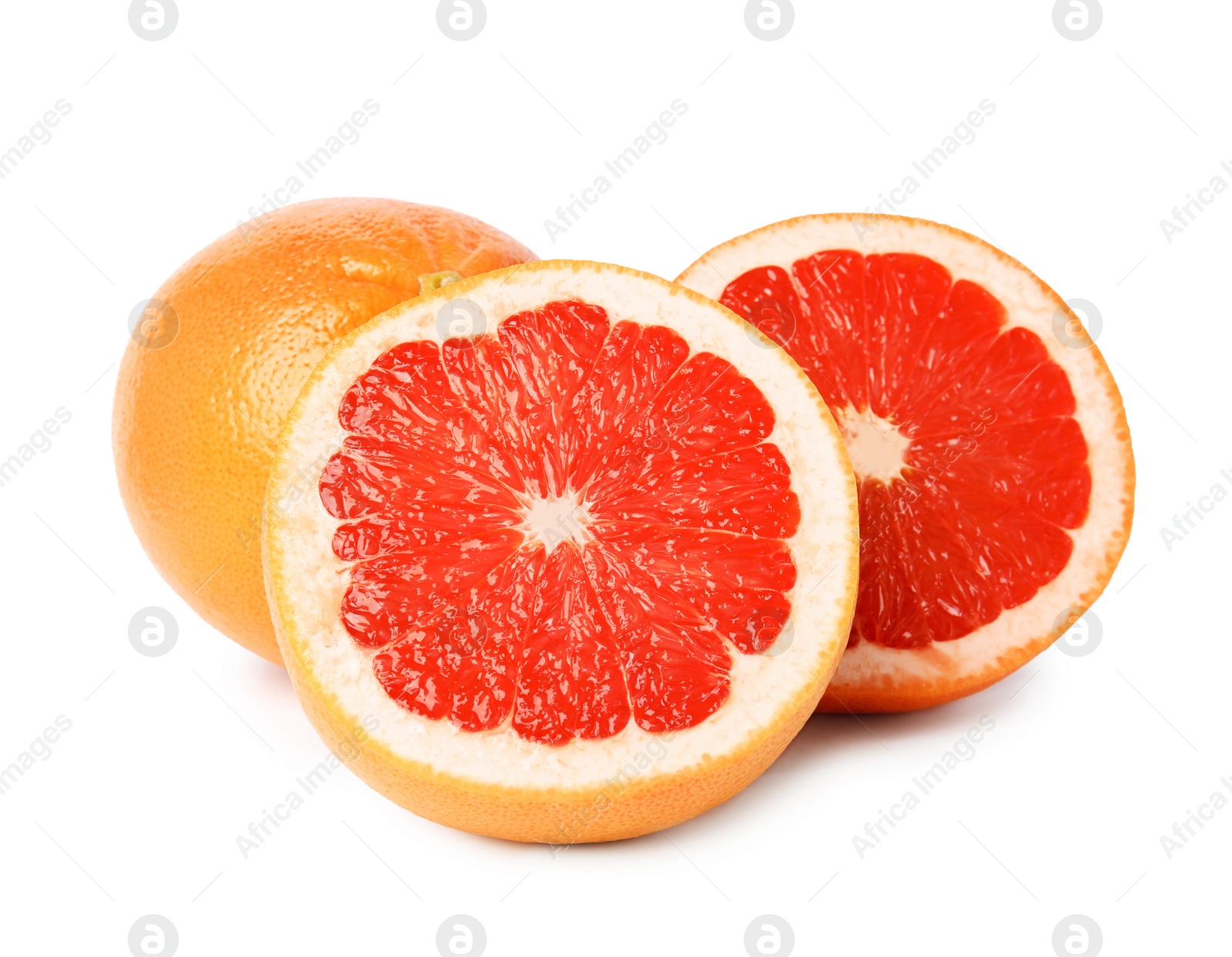 Photo of Ripe grapefruit on white background. Fresh fruit