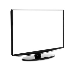 Image of Modern plasma TV on white background. Space for design