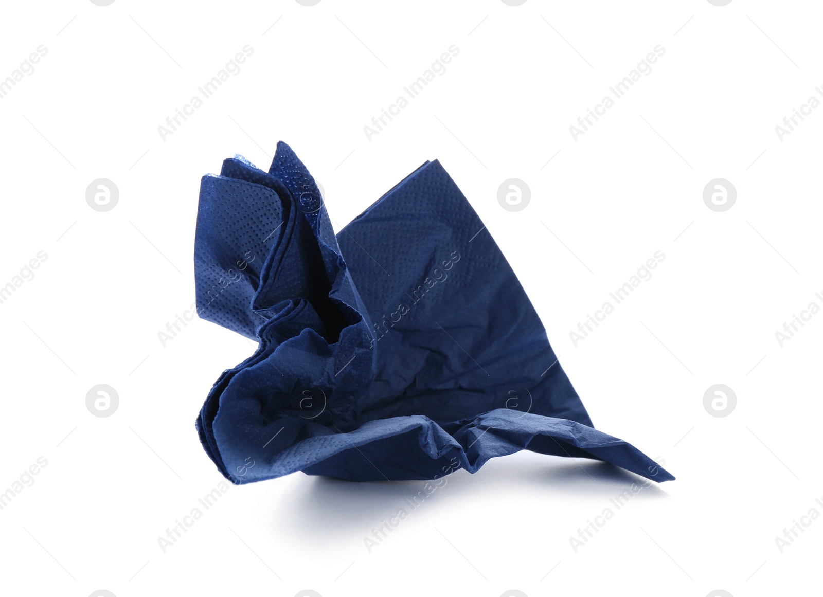 Photo of Crumpled paper napkin on white background. Personal hygiene