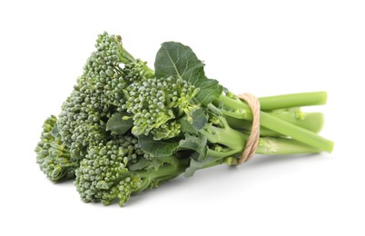 Photo of Fresh raw broccolini isolated on white. Healthy food