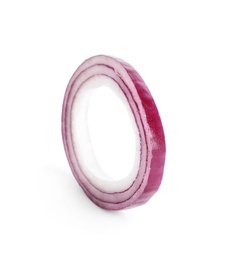 Photo of Sliced red onion ring on white background