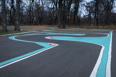 Photo of Driving school test track with marking lines for practice