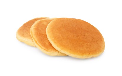 Fresh pancakes isolated on white. Tasty breakfast