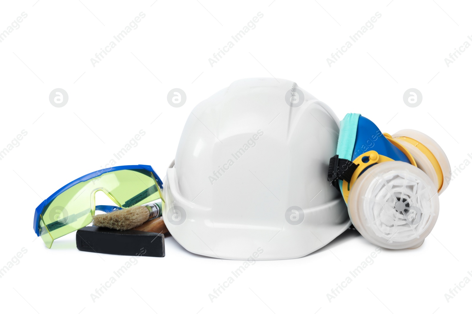 Photo of Composition with different construction tools isolated on white