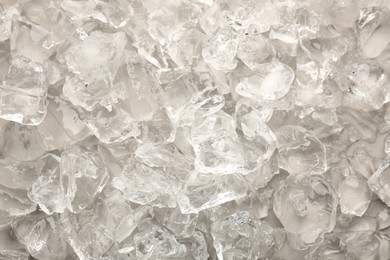 Photo of Pieces of crushed ice as background, top view