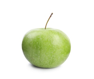 Fresh ripe green apple on white background