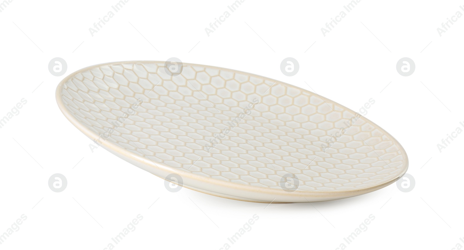 Photo of One beautiful ceramic plate isolated on white