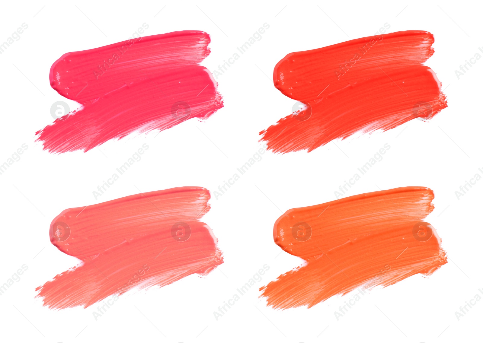 Image of Lip gloss in different colors. Set of smears