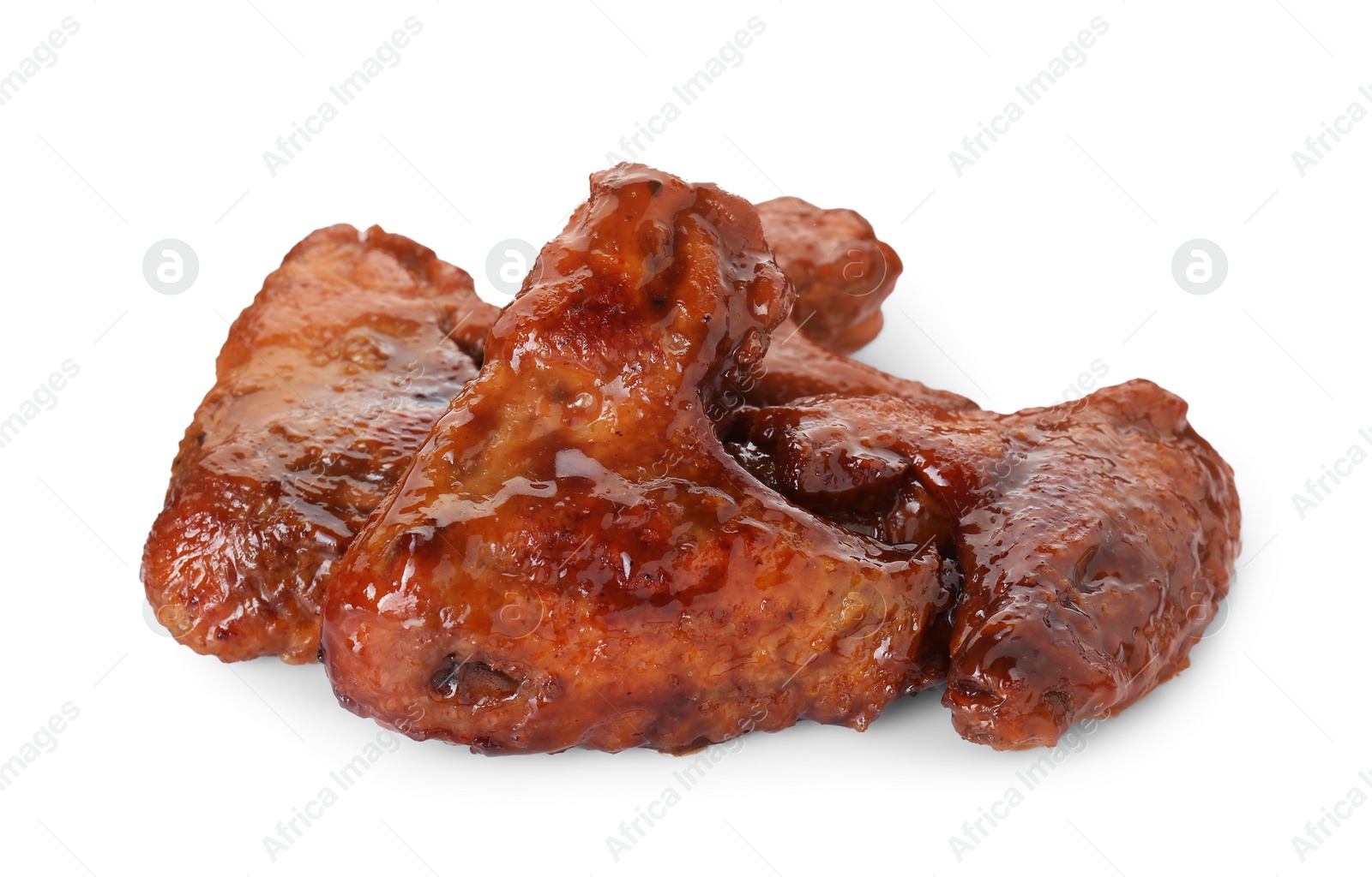 Photo of Chicken wings glazed with soy sauce isolated on white