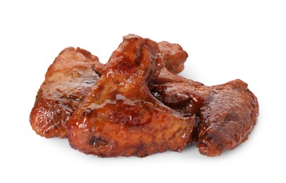 Chicken wings glazed with soy sauce isolated on white