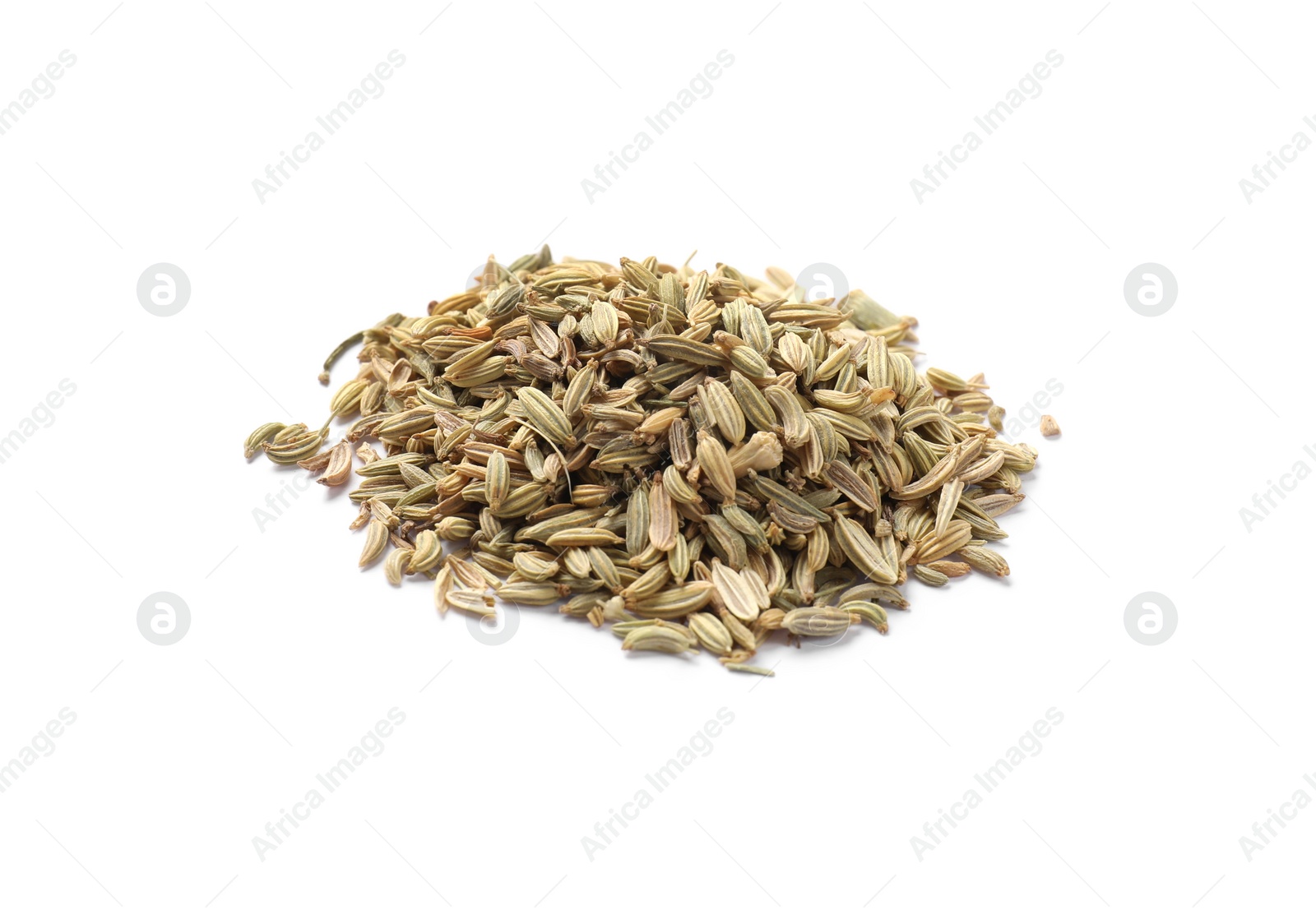 Photo of Pile of dry fennel seeds isolated on white