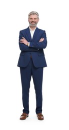 Photo of Mature businessman in stylish clothes posing on white background