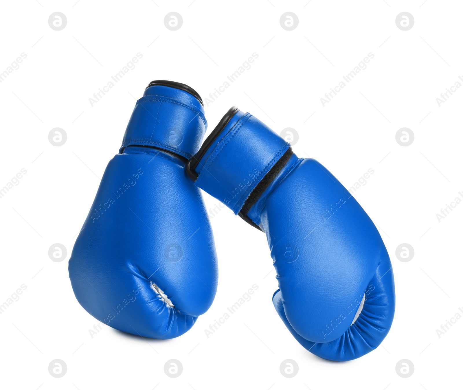 Image of Pair of blue boxing gloves isolated on white