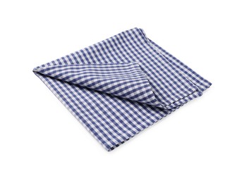 New blue checkered tablecloth on white background