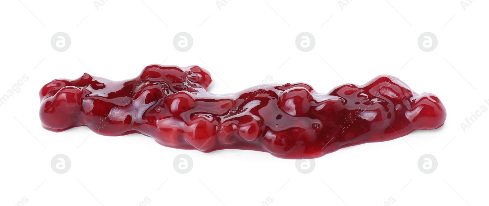 Photo of Tasty fresh cranberry sauce isolated on white